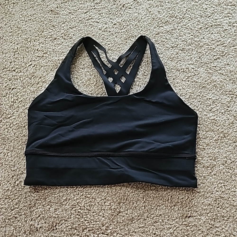 Lululemon Black Longline Crisscross Racerback Sports Bra Size 6